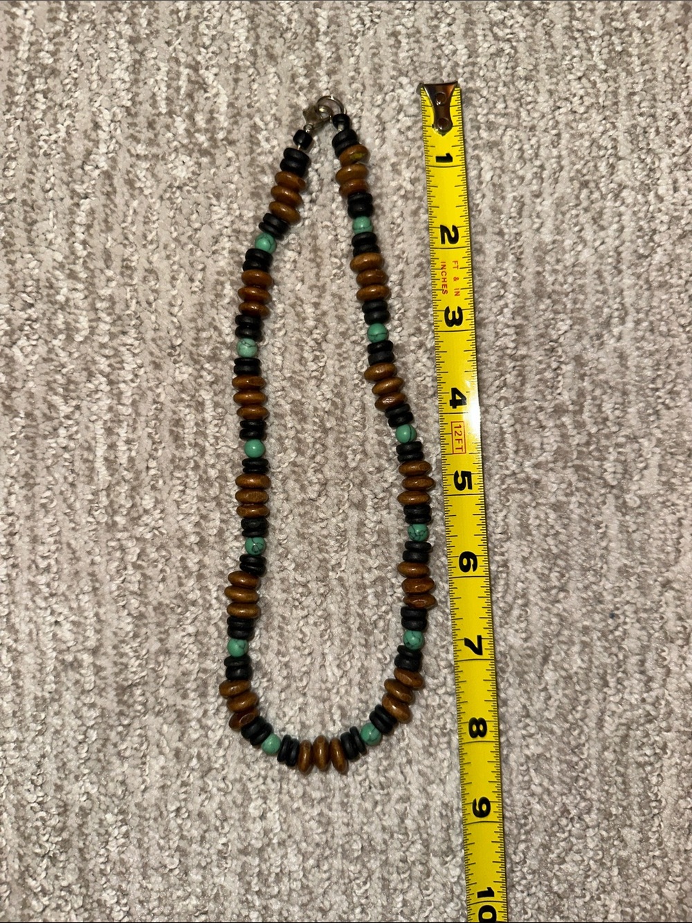 Turquoise & Wood Bead Necklace - Picture 3 of 3